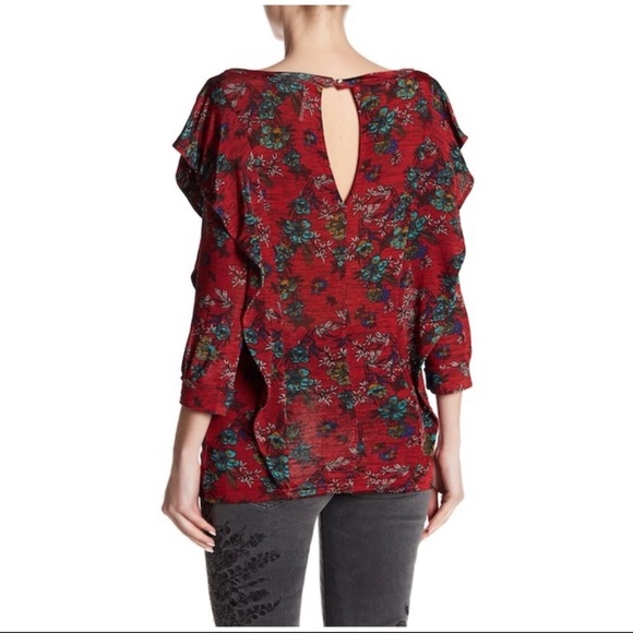 Free People Dock Street Red Floral Top Size Extra Small - Picture 8 of 16
